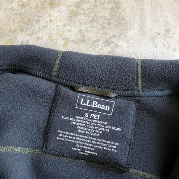 LL Bean Hooded Sweater Fleece Jacket PS Dark Green Petite Small 516747 - Picture 3 of 8